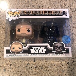 Funko Pop Obi-Wan Kenobi & Darth Vader Pop Figures - Black and Brown Star Wars